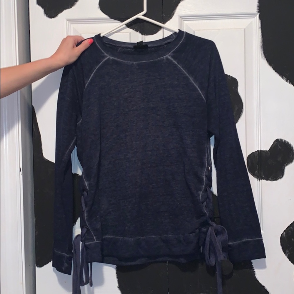 Navy blue sweater with side ties